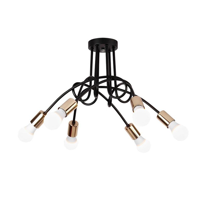 Industrial Style Ceiling Light Metal Multi Head Semi Flush-mount Lamp for Living Room