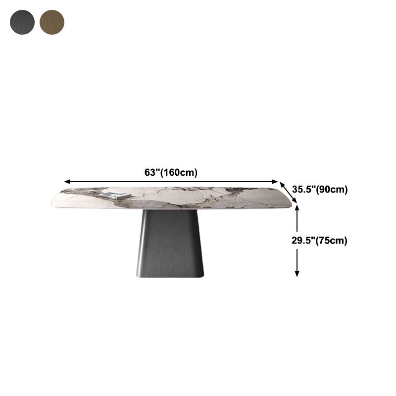 Rectangle Stone Dining Table Modern Dining Table with Pedestal Base