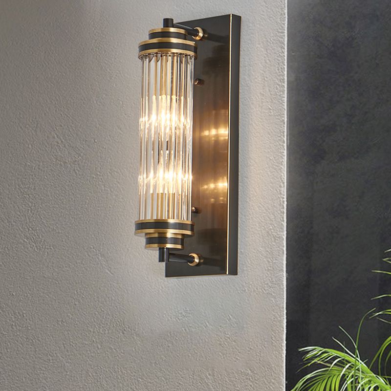Modern Style Cylinder Shape Wall Light Crystal 2 Light Sconces for Bedroom