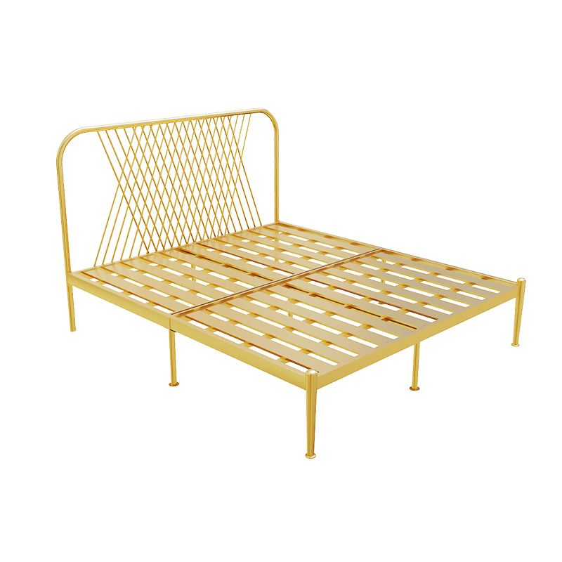 Glam Iron Headboard Bed with Open-Frame and Metal Legs Bed 47.24"