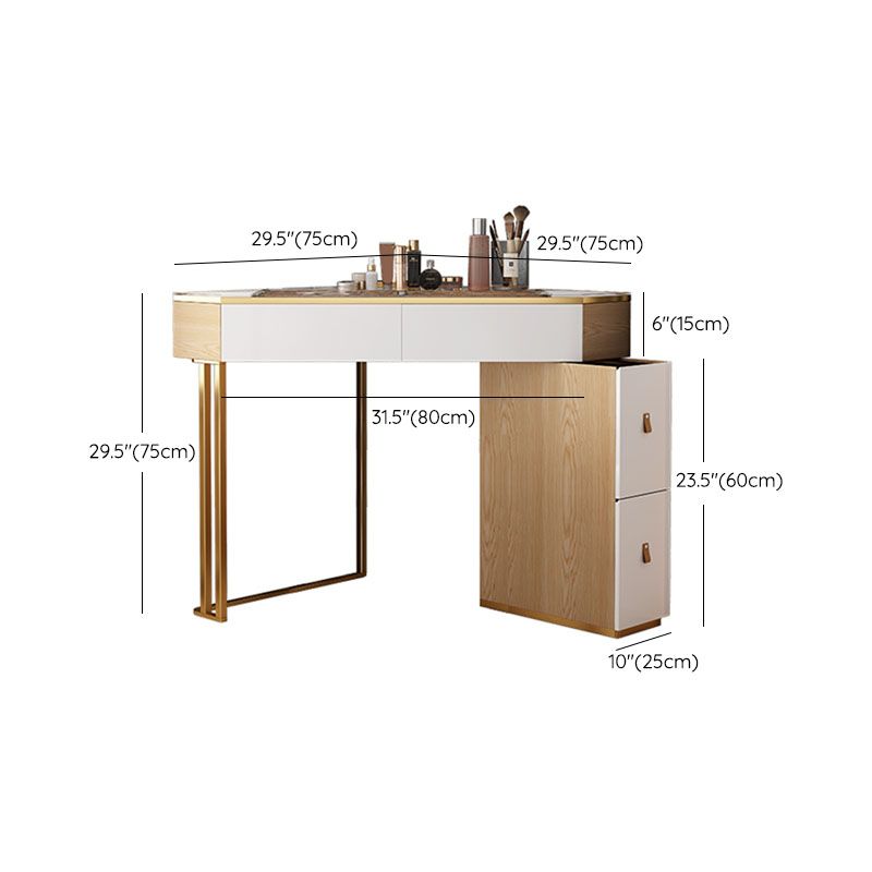 Scandinavian Wooden Make-up Vanity 4 Drawer Vanity Dressing Table