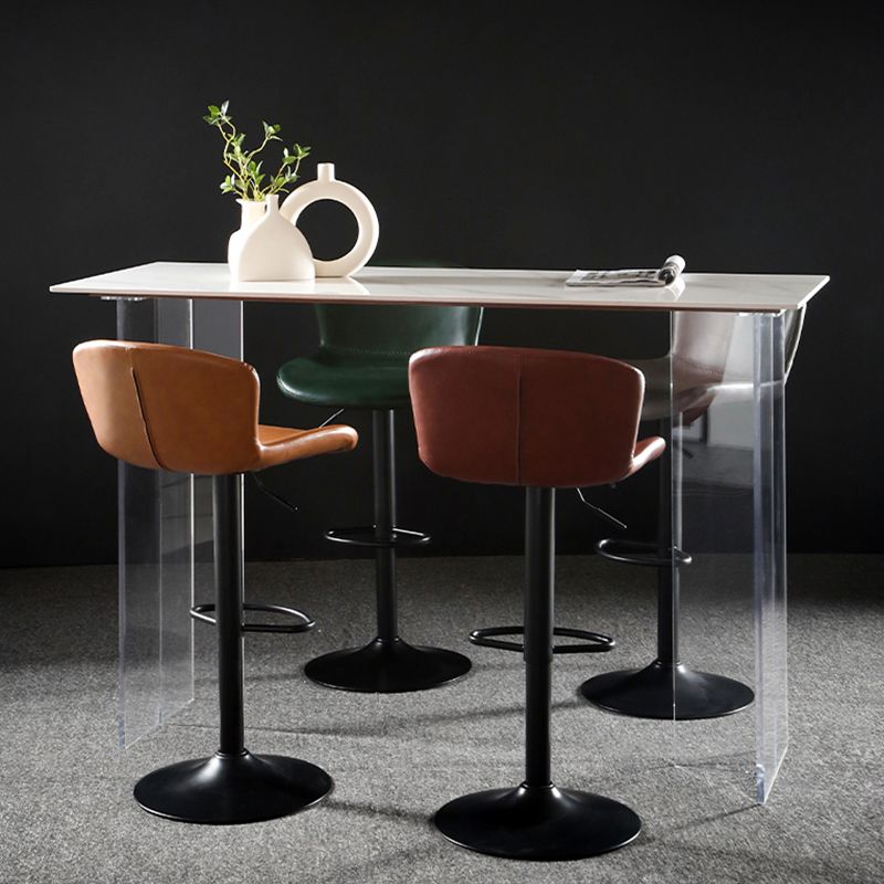 Faux Leather Barstools Adjustable Height Swivel Barstool with Footrest