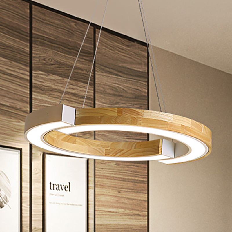 Lámpara de madera de estilo nórdico de anillo negro/negro de 15 "/19"