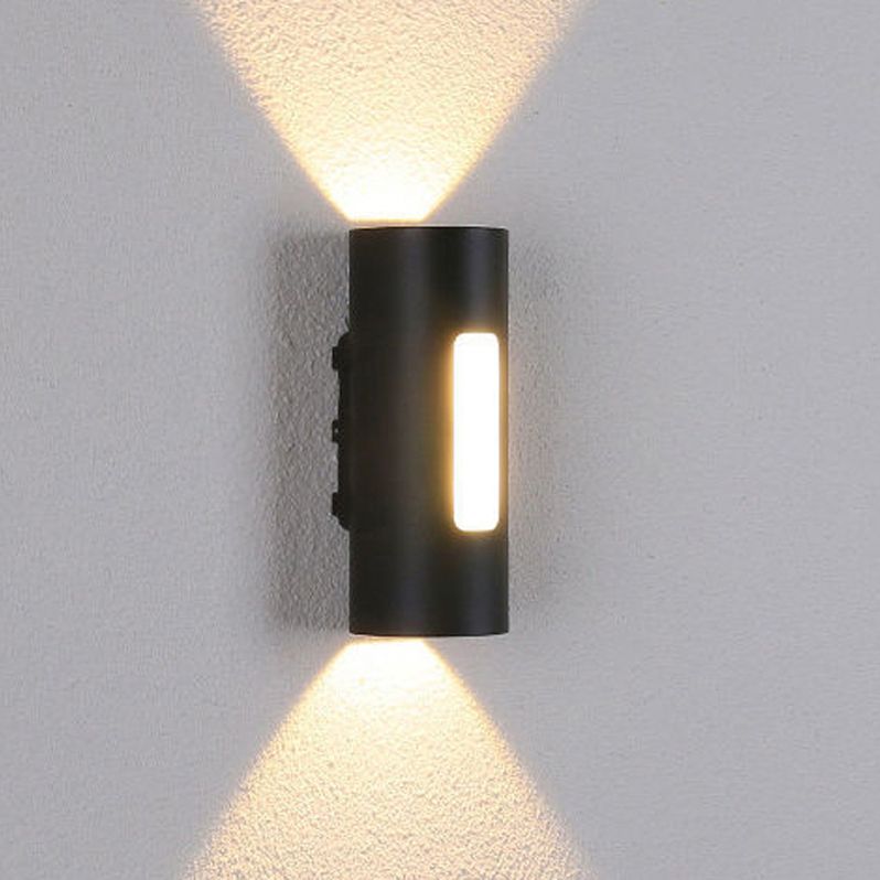 Cylinder Shape Wall Lamp Modern Style Metal 2 Lights Wall Light for Outdoor