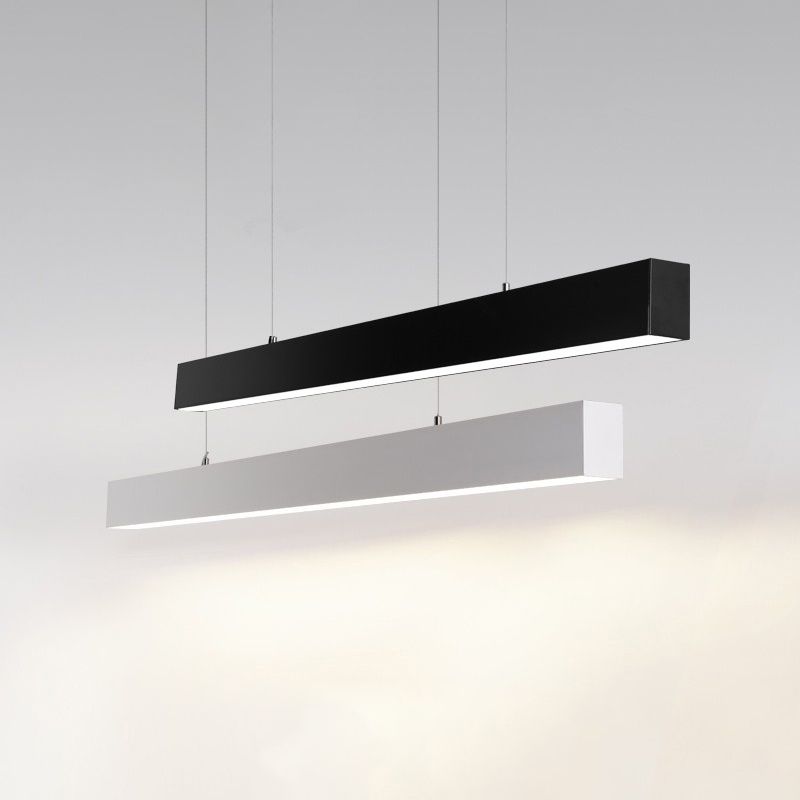 Modern Aluminum Island Light Fixture Rectangle 1-Head Restaurant LED Hanging Pendant Lamp