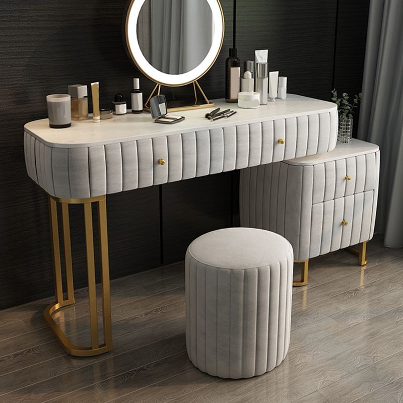 Glam 4 Drawer Makeup Vanity Set Slate Top Vanity Dressing Table