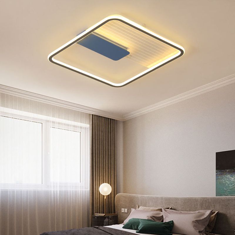 Blue Ultrathin Flush Mount Lamp Minimalist LED Acrylic Ceiling Light for Living Room