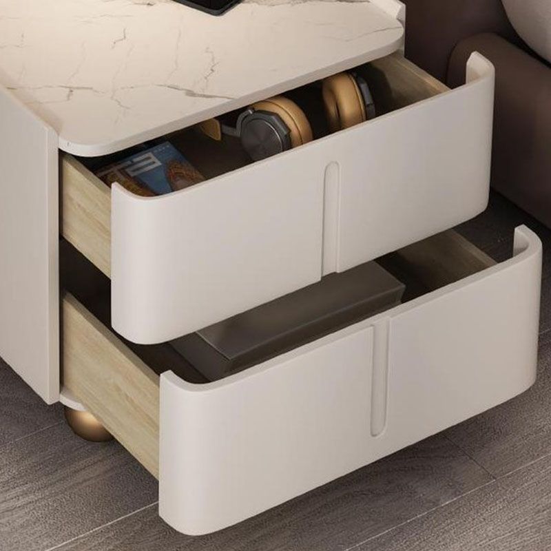 Faux Marble Bedside Cabinet 2 Drawers Storage Bed Nightstand
