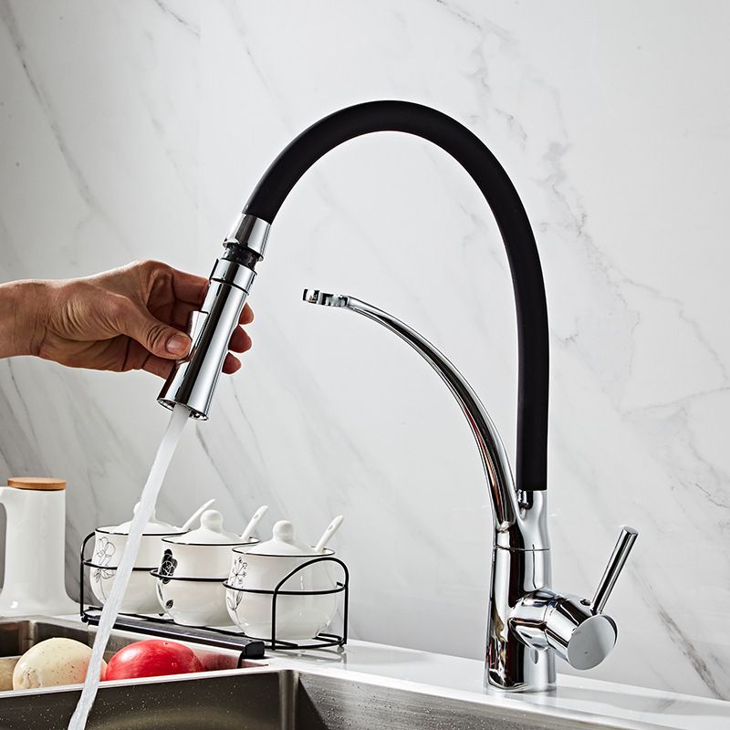 Contemporary Pull Down Single Handle Kitchen Faucet High Arch Kitchen Faucet