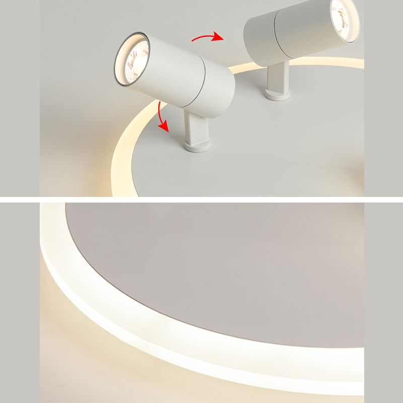 Plafonnier en fer moderne encastré rond avec 2 spots