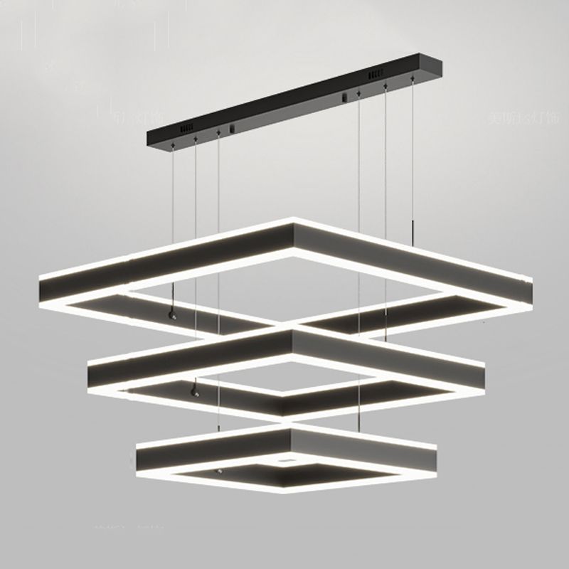 Luces de lámpara de araña de forma cuadrada moderna accesorios de iluminación de araña de metal en negro