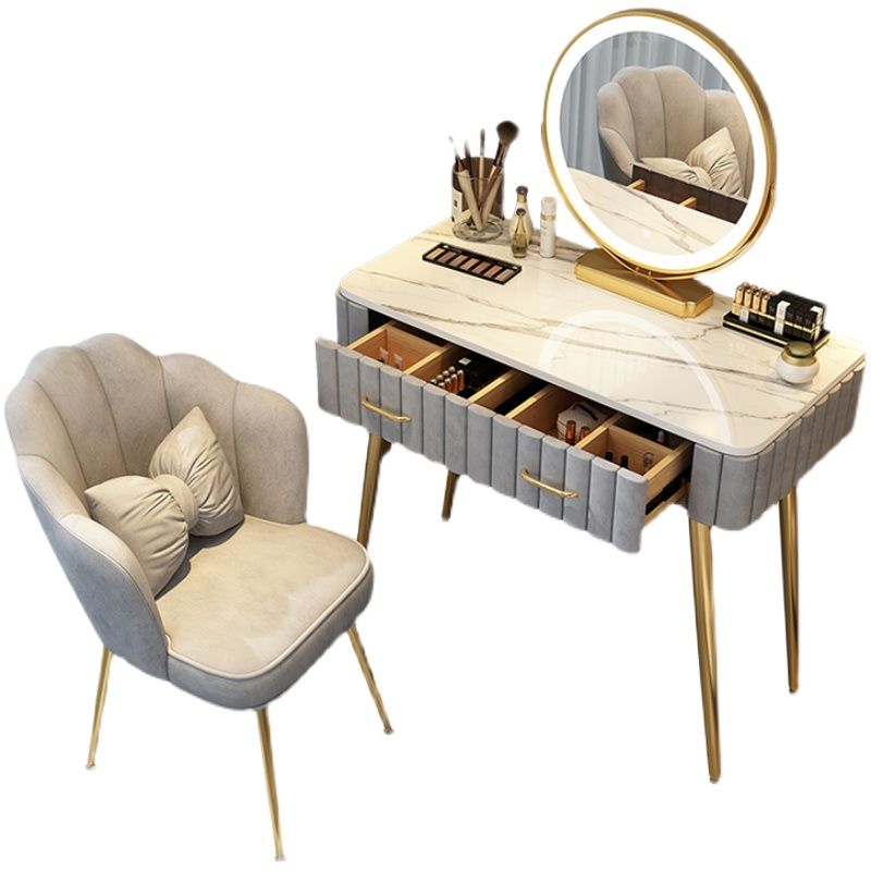 Lighted Mirror Makeup Vanity Desk Standing Makeup Vanity Set with Drawer
