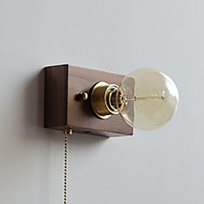 Contemporary Simple Wall Sconce One Head Wood Wall Mounted Light Fixture for Living Room