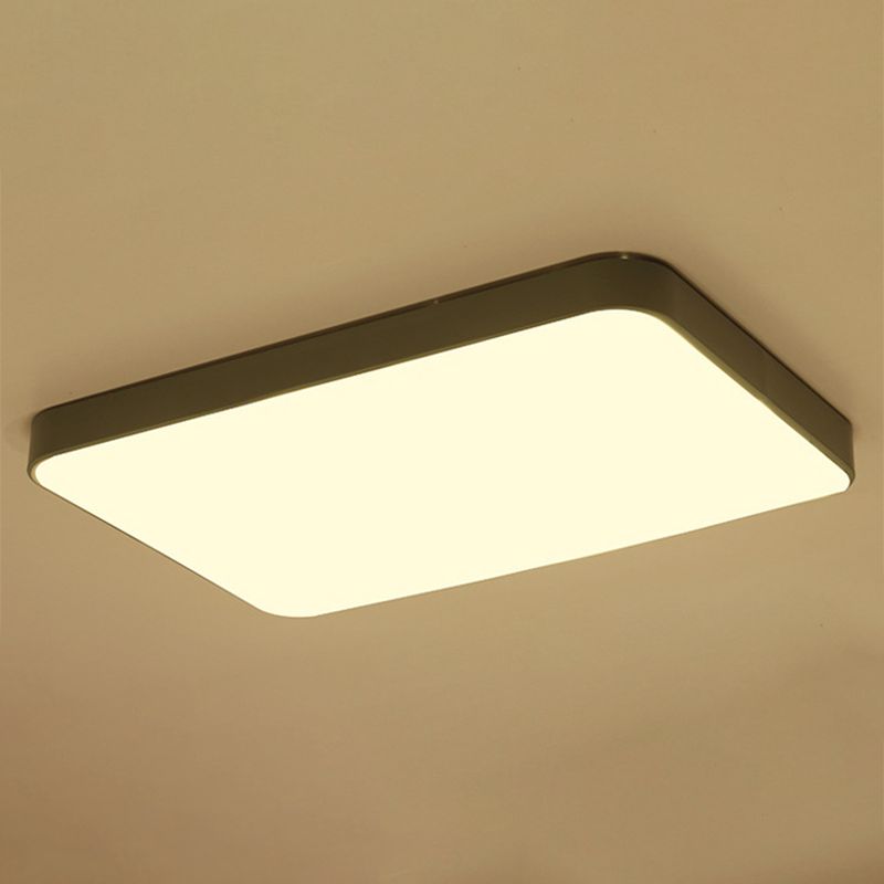 Quadrangle Flush Mount Fixture Macaron Style Metal Living Room LED Ceiling Light