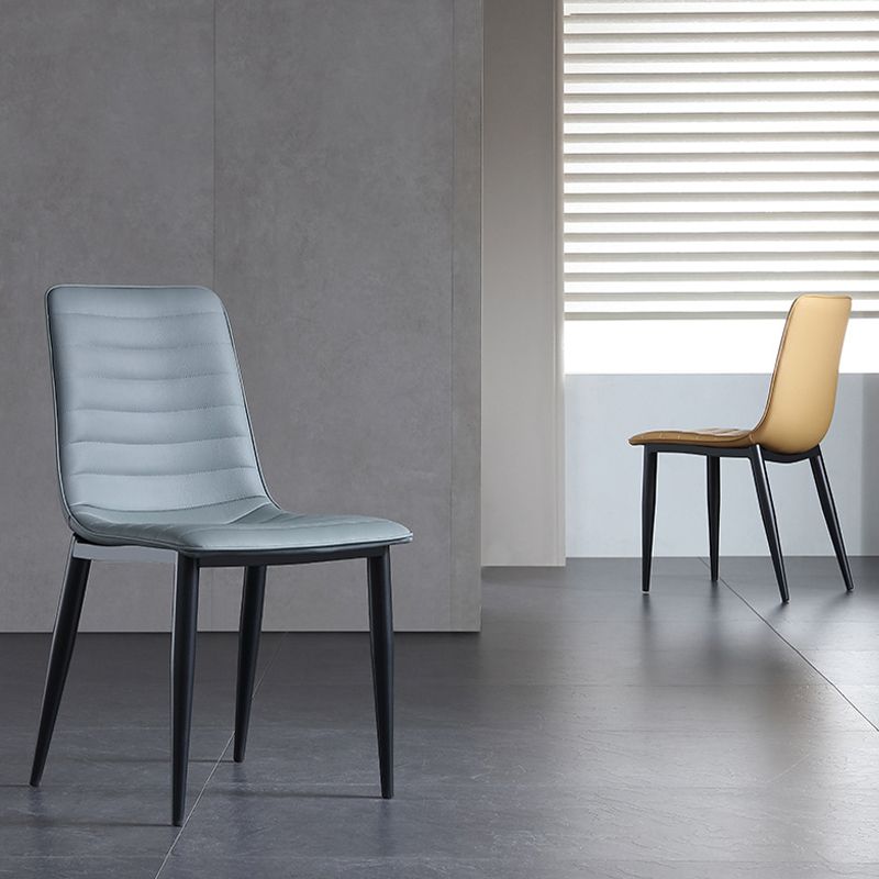 Industrial Faux Leather Chairs Armless Side Chairs with Metal Legs for Home Use