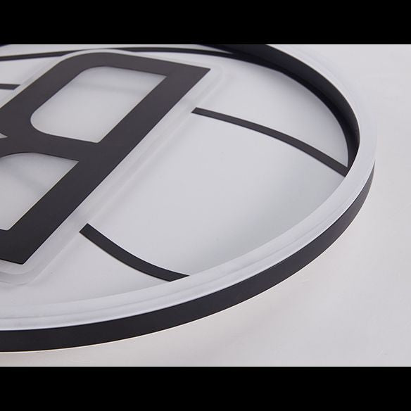 Black and White Basketball Flush Lamp Kids Acrylic LED Ceiling Light for Boys Bedroom