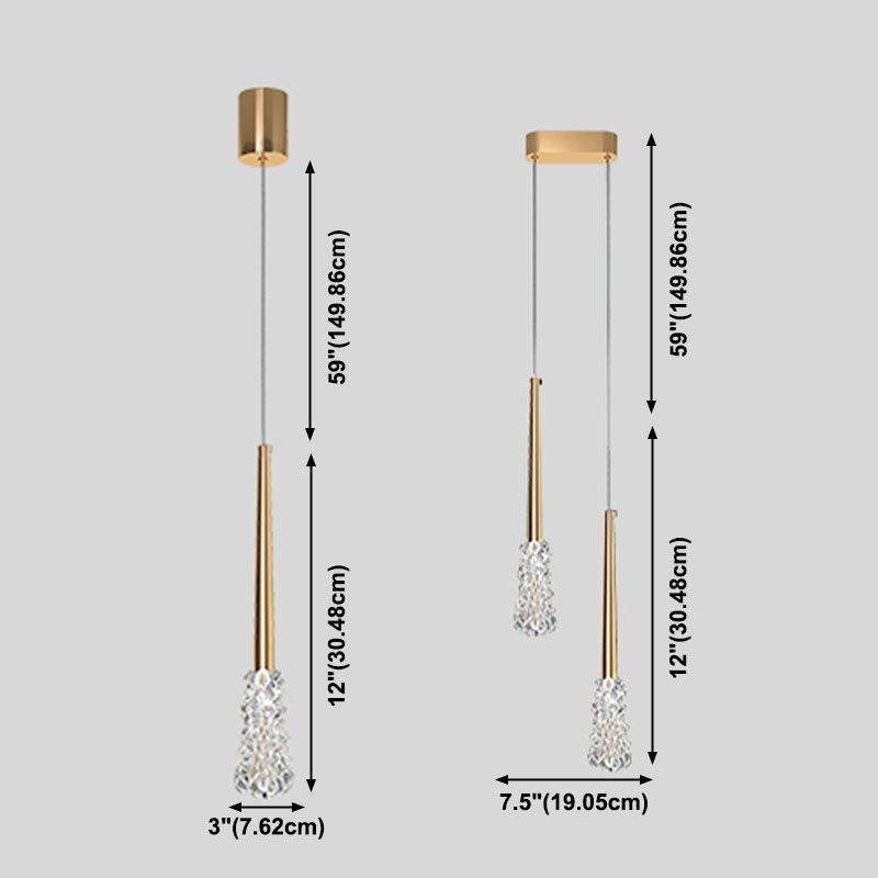 Luz de colgante de cristal transparente Lighting de suspensión de techo cónico de estilo moderno