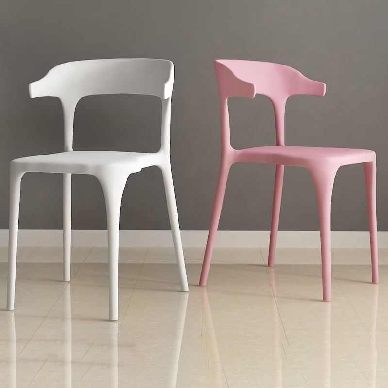 Open Back Dining Side Chair Contemporary Plastic Dining Armless Chair