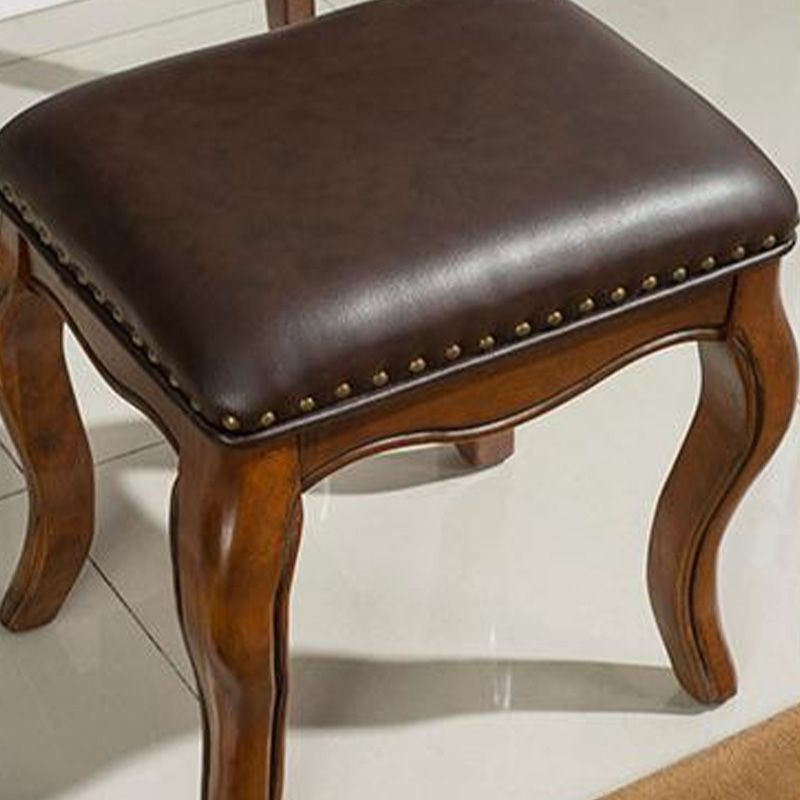 Traditional Standing Espresso Solid Wood 3 Drawer Mirror Bedroom Dressing Table