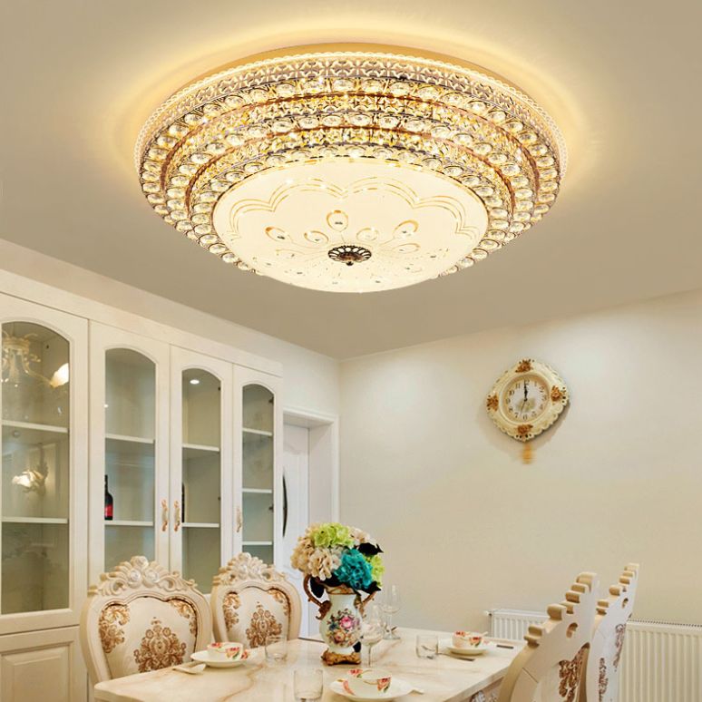 Moderne modieuze ronde LED-plafondlamp Kristal voor binnen, inbouw met glazen kap