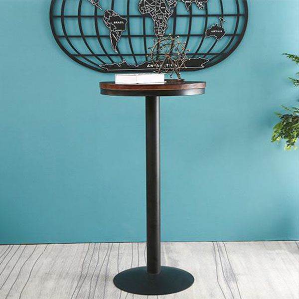 Solid Wood Pub Table Bar Height Industrial Round Bar Table for Indoor