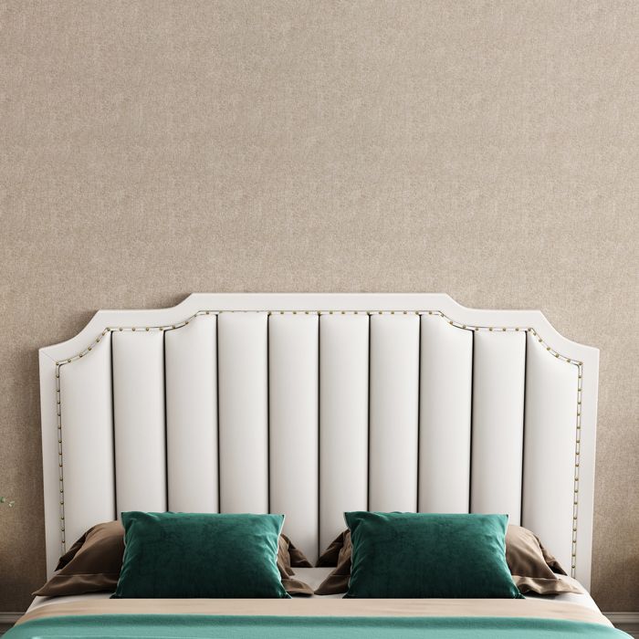 French Style Upholstered Stepped Platform Bed Foam Headboard Bed