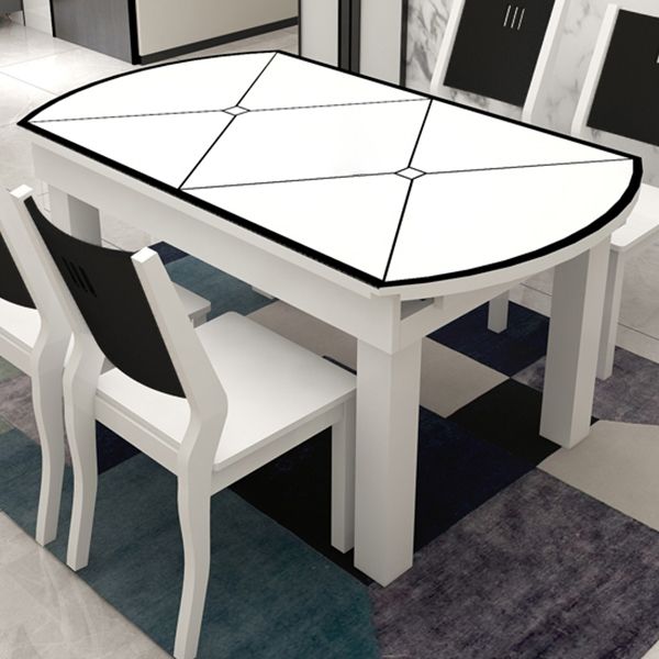 Modern Extendable Round Glass Top Dining Table with Solid Wood Legs