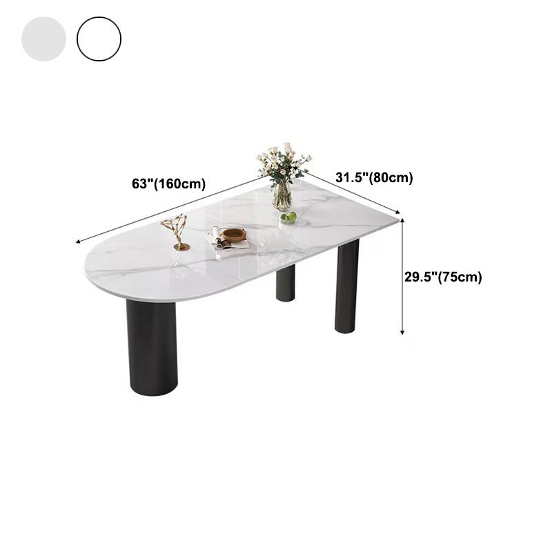 Modern White and Black Dinner Table Stone Top Tripod Base Dining Table