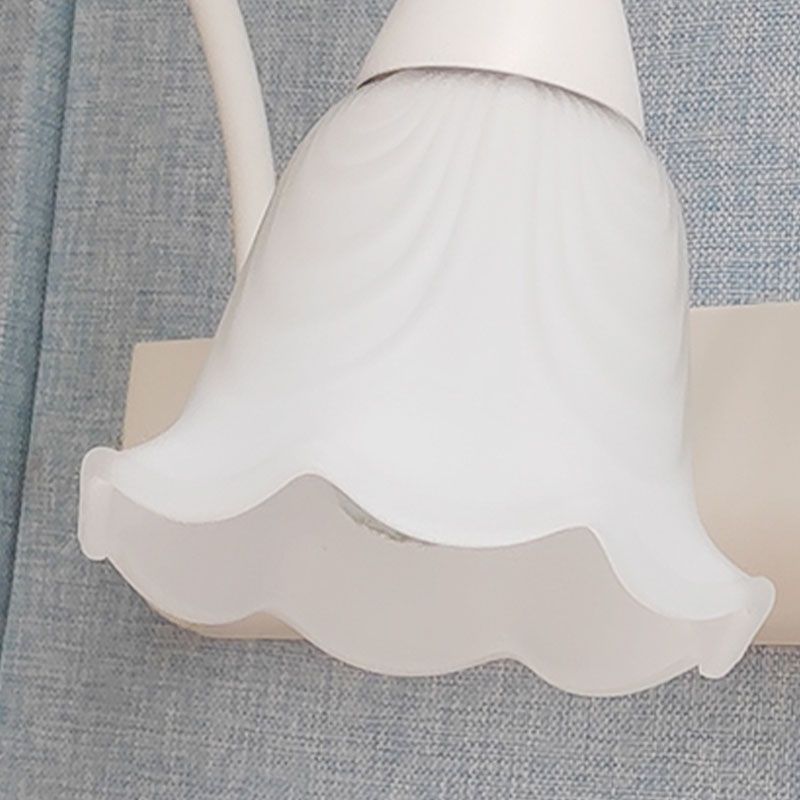 Country Style Flexible Wall Sconce White Glass Vanity Mirror Light for Bathroom