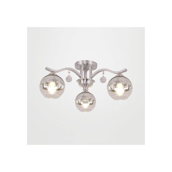 Sphere Shade Plafond Light With Crystal Deco 3 Lights Modern Clean Glass Glass Plafond Lampy Ford pour chambre