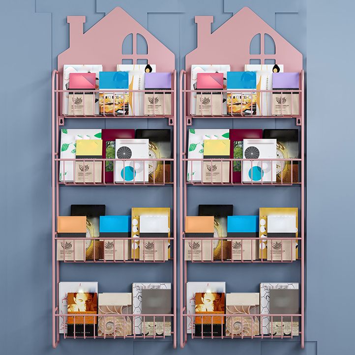 Contemporary Metal Bookcase Wall Mounted Closed Back Bookshelf for Home Office