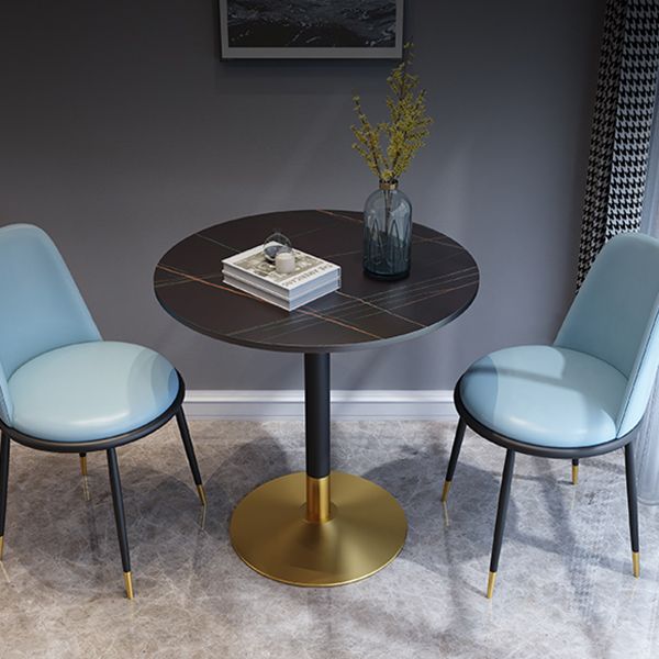 Traditional Luxury Round Dining Room Table Sintered Stone Table with Pedestal Base