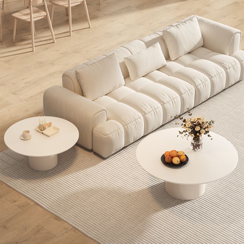 Contemporary Cocktail Table Round White Pedestal Coffee Cocktail Table