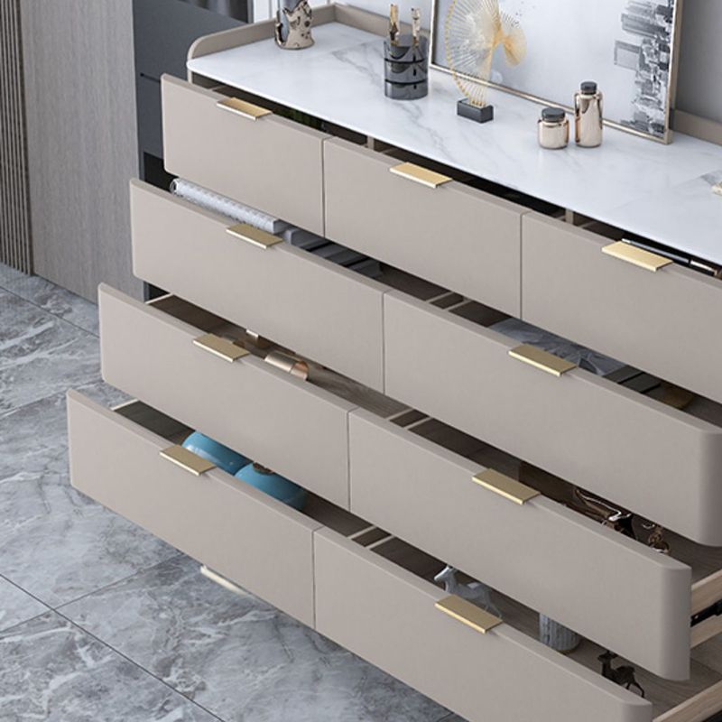 Classic Glam Double Dresser Stone Horizontal Storage Chest for Bedroom