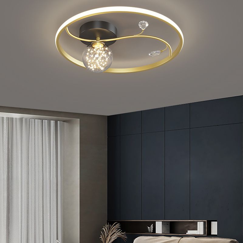 Black-Gold LED Flush Mount Light Gypsophila Modern Ceiling Lamp for Bedroom