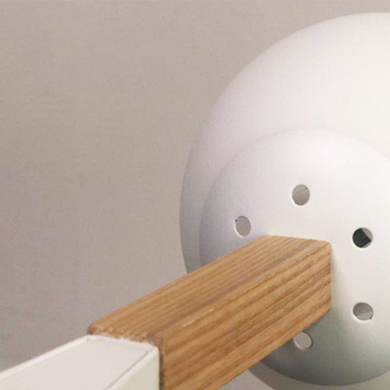 Living Room Chandelier Wooden Macaron Suspension Light with White Glass Shade