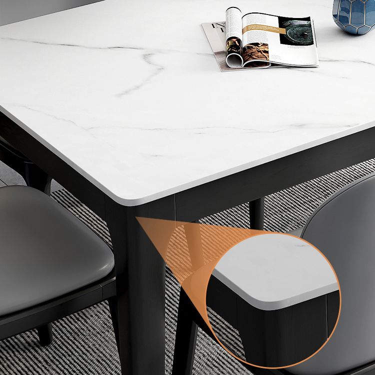 Mesa de comedor bicolor de piedra sinterizada Mesa de comedor Mid-Century de 4 patas