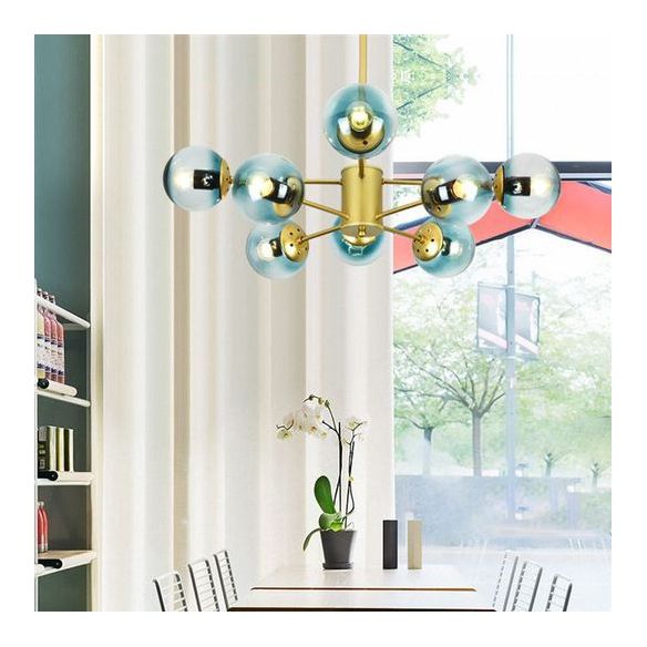 Gold Sputnik lampadario moderno 6/8/12 luci ambra/blu/bianco lampada sospesa per soggiorno per soggiorno