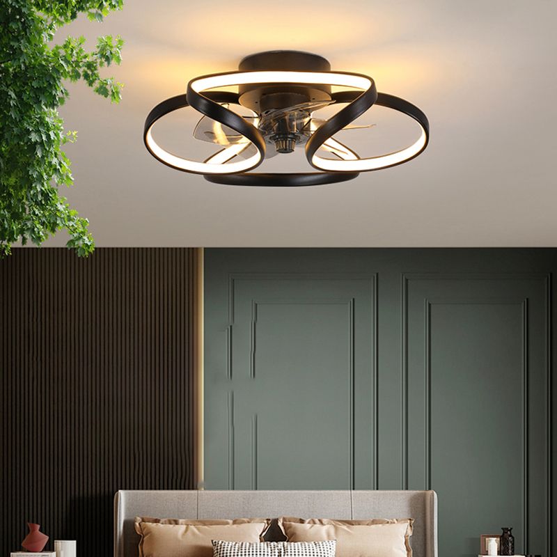 Contemporary Linear LED Ceiling Fan Light Simple Flush Mount Light for Living Room