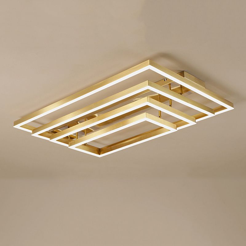 Contemporary Rectangle Flush Light Fixture Metal Flushmount Lighting for Living Room
