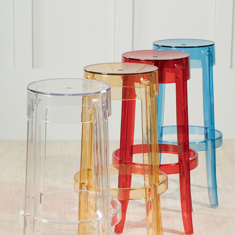 Industrial Backless Round Seat Acrylic Armless Bar Stool for Living Room