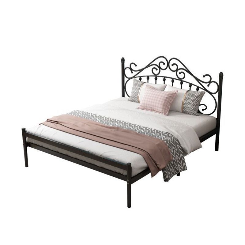 Glam Metal Open-Frame Bed with Camelback Headboard and Footboard