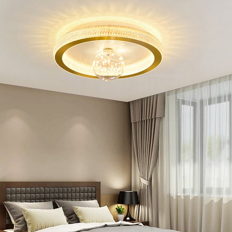 Gouden ronde inbouwlamp, moderne LED-plafondlamp van acryl met bolglazen kap