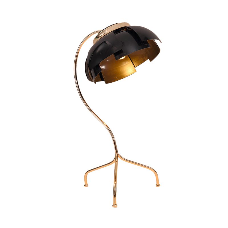 Dome Desk Light Modernist Metall Panel 1 Lampen Wohnzimmer Nachttischlampe in Schwarz mit Stativbasis