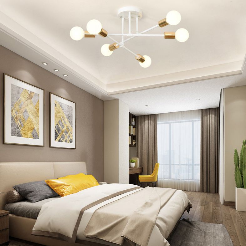 Metal Sputnik Shade Flush Ceiling Light Modern Style 6 Lights Flush Mount Fixture