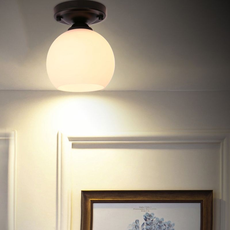 Éclairage de plafond classique de salle à manger de lumière de bâti de plafond en verre à tête unique
