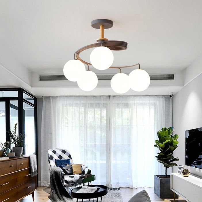 Simple Macron Chandelier Glass Multi Head Pendant Lighting Fixtures for Bedroom