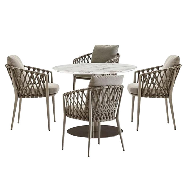 Stone/Wood Dining Table Farmhouse Table with Metal Frame for Living Room