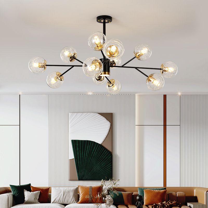 Contemporary Sphere Chandelier Lights Glass Chandelier Pendant Light in Black