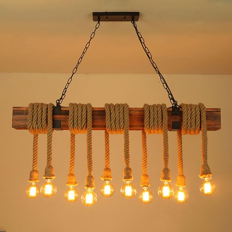 Vintage Hemp Rope Pendant Light American Industrial Style Retro Hanging Lamp